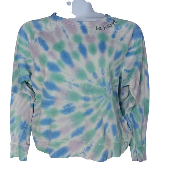 Grayson Threads Tie Dye "Be Happy" Sweatshirt Blue and Purple Crewneck Pullover - Picture 3 of 11